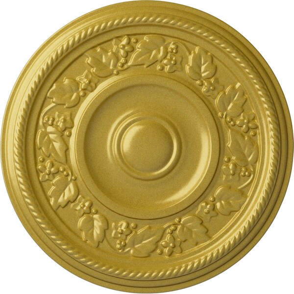 Ekena Millwork Tyrone Ceiling Medallion (Fits Canopies up to 6 3/4"), Hand-Painted Rich Gold, 16 1/8"OD x 3/4"P CM16TYRGS - main
